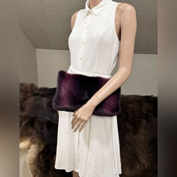 Purple Gradient Real Mink Fur Soft Slouchy Bag/Clutch/Shoulder Bag/Crossbody - Picture 5 of 16